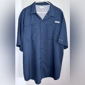 Columbia PFG Outdoors Blue Men short-sleeve fishing shirt XXL